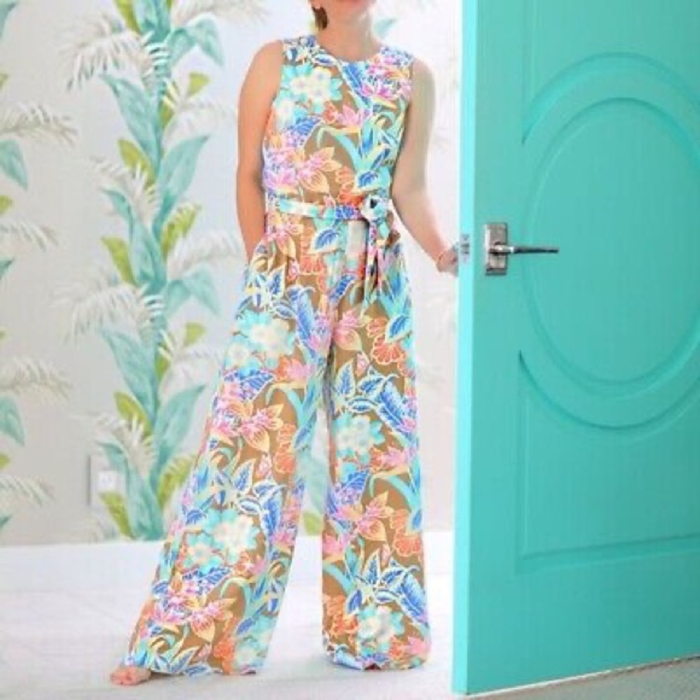 J. McLaughlin Blue Pink Halter romper Resort Wear